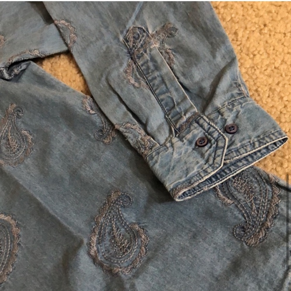Paisley button down jean shirt, 100% cotton, never worn, vintage - Picture 4 of 7